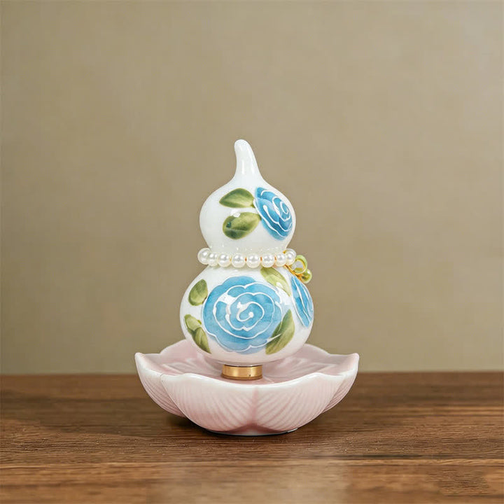 Buddha Stones Handbemalter Keramik-Pfingstrosenkürbis – Symbol für Wohlstand und Achtsamkeit - Segen der blauen Rose - Ca. 6 x 8 cm (zufälliges Zubehör) - image 9