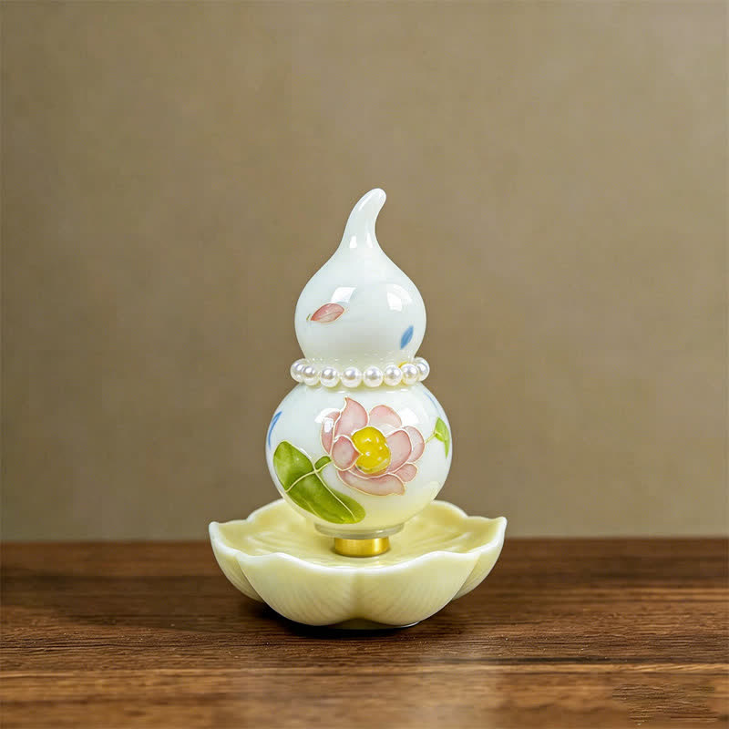 Buddha Stones Handbemalter Keramik-Pfingstrosenkürbis – Symbol für Wohlstand und Achtsamkeit - Lotus-Glücksbringer - Ca. 6 x 8 cm (zufälliges Zubehör) - image 13