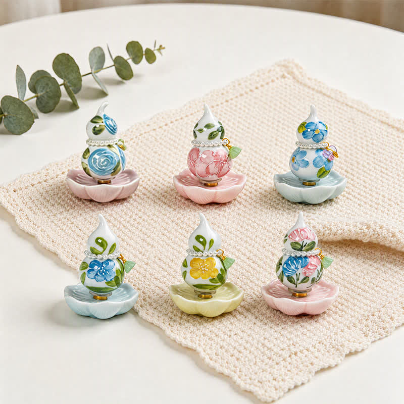 Buddha Stones Handbemalter Keramik-Pfingstrosenkürbis – Symbol für Wohlstand und Achtsamkeit - image 14