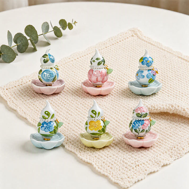 Buddha Stones Handbemalter Keramik-Pfingstrosenkürbis – Symbol für Wohlstand und Achtsamkeit - image 14
