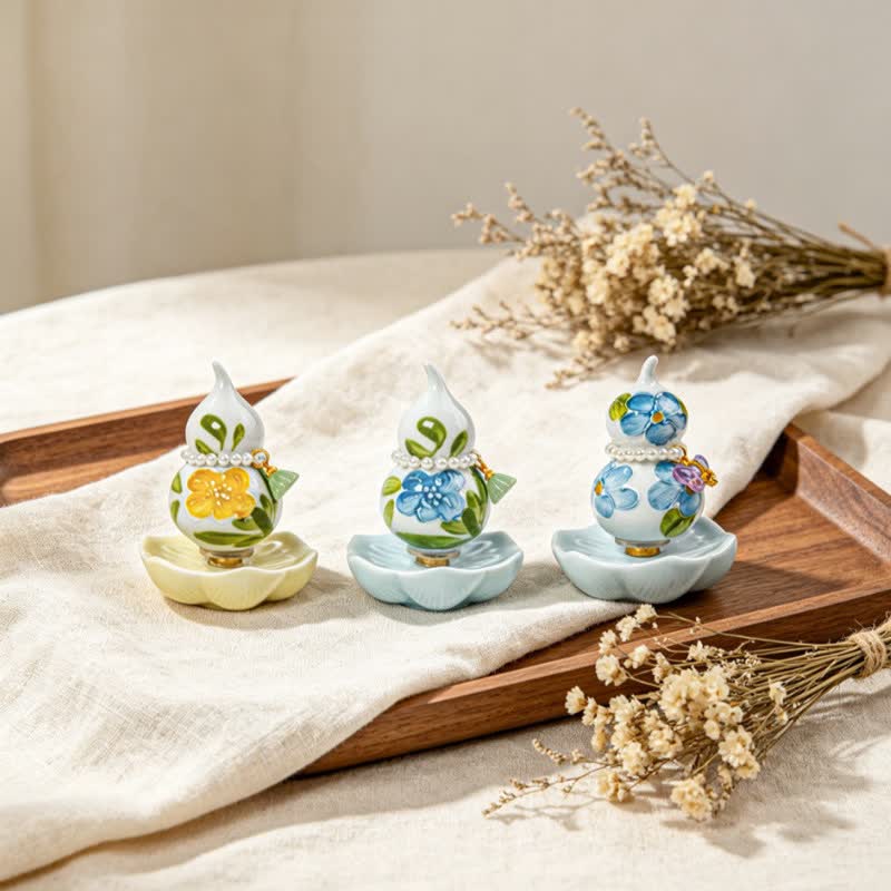 Buddha Stones Handbemalter Keramik-Pfingstrosenkürbis – Symbol für Wohlstand und Achtsamkeit - image 15