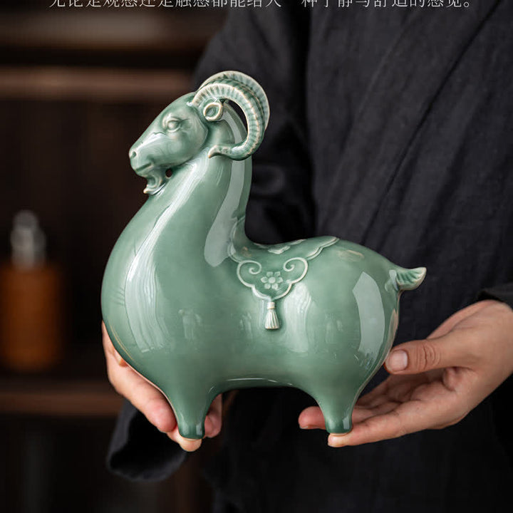 Buddha Stones Keramikziege – bringt Wohlstand – Niedliche Tierdekoration - image 19