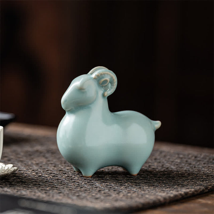 Buddha Stones Keramikziege – bringt Wohlstand – Niedliche Tierdekoration - image 2