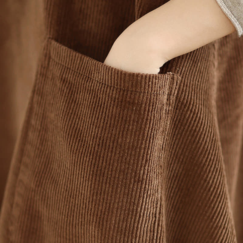 Buddha Stones Herbst/Winter Vintage Schlichtes, einfarbiges Damen-Winterkleid mit Rundhalsausschnitt, ärmellos und mit Taschen - image 7