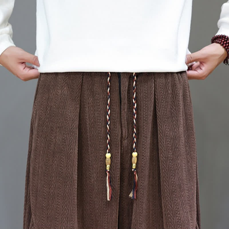 Buddha Stones Lässige Boho-Haremshose für Herren mit Kordelzug und Taschen für Herbst und Winter - image 9