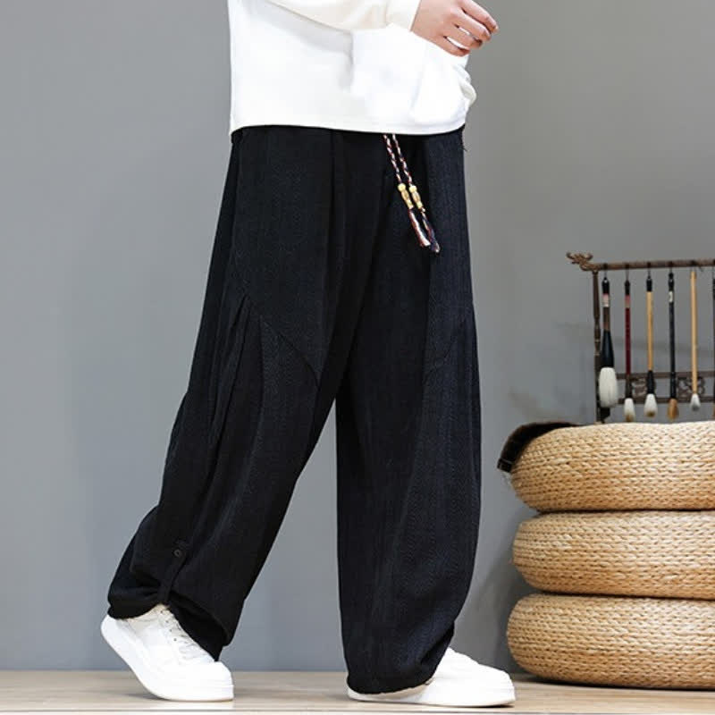 Buddha Stones Lässige Boho-Haremshose für Herren mit Kordelzug und Taschen für Herbst und Winter - image 15