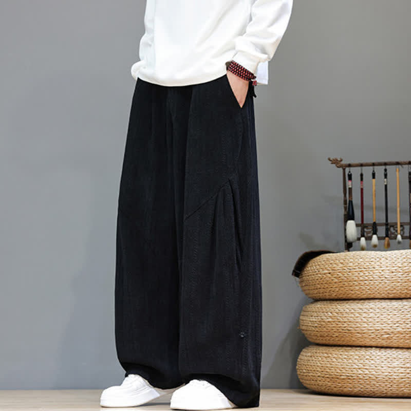 Buddha Stones Lässige Boho-Haremshose für Herren mit Kordelzug und Taschen für Herbst und Winter - image 16