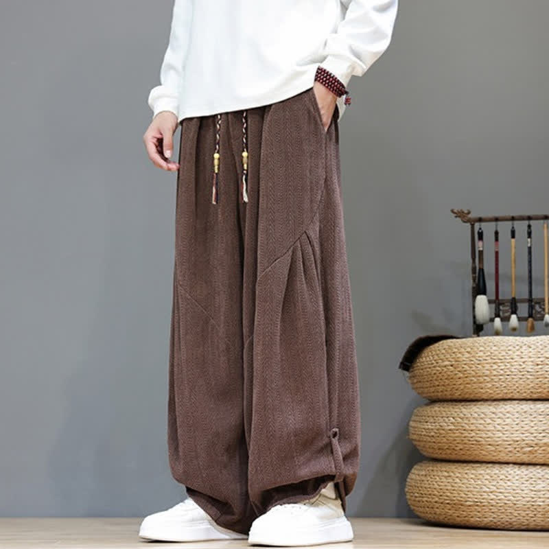 Buddha Stones Lässige Boho-Haremshose für Herren mit Kordelzug und Taschen für Herbst und Winter - image 3