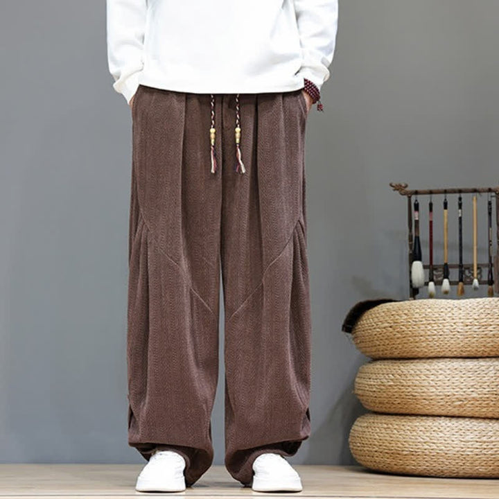 Buddha Stones Lässige Boho-Haremshose für Herren mit Kordelzug und Taschen für Herbst und Winter - image 6