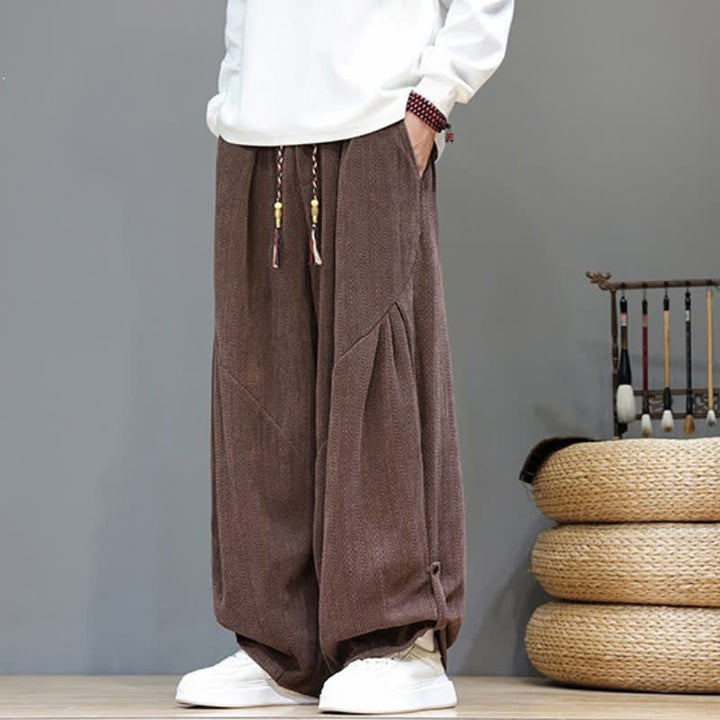 Buddha Stones Lässige Boho-Haremshose für Herren mit Kordelzug und Taschen für Herbst und Winter - image 7