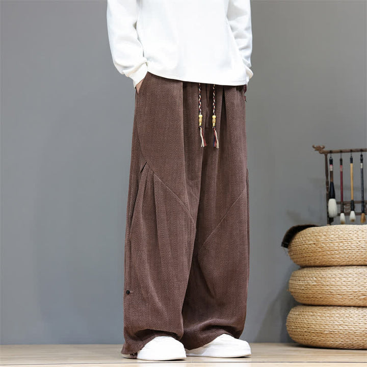Buddha Stones Lässige Boho-Haremshose für Herren mit Kordelzug und Taschen für Herbst und Winter - image 1