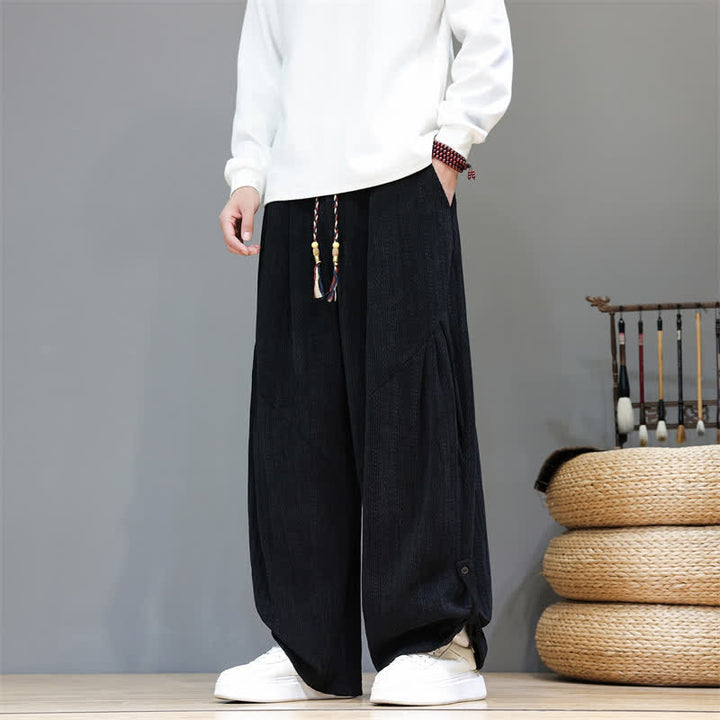 Buddha Stones Lässige Boho-Haremshose für Herren mit Kordelzug und Taschen für Herbst und Winter - image 19