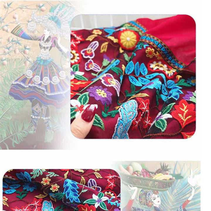 Buddha Stones Frühling/Herbst Boho Bestickter, floraler Quasten-Schal für Damen, dünn - image 8