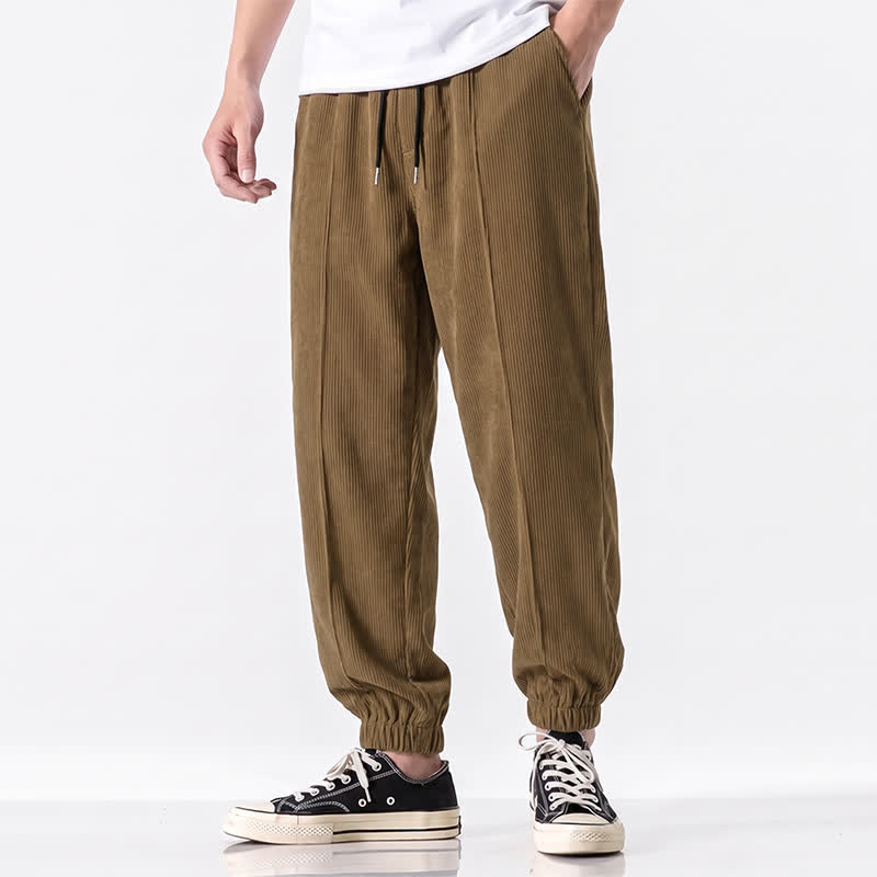 Buddha Stones Lässige lange Cordhose für Herren mit Kordelzug und Taschen – ideal für Herbst und Winter - image 1