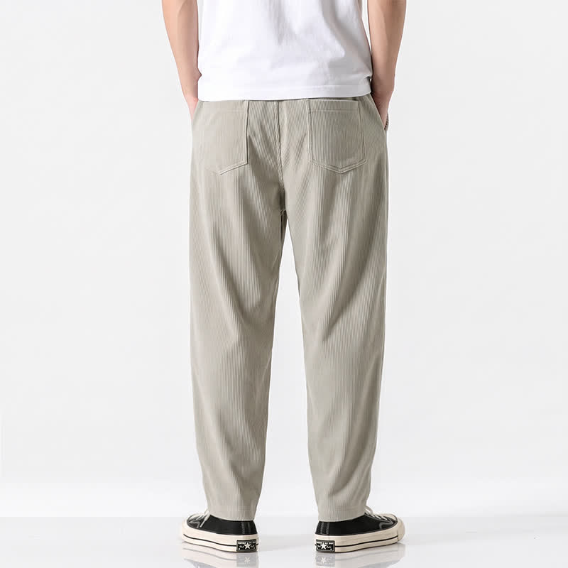Buddha Stones Lässige, minimalistische Cordhose für Herren mit Kordelzug und Taschen für Herbst und Winter - image 1