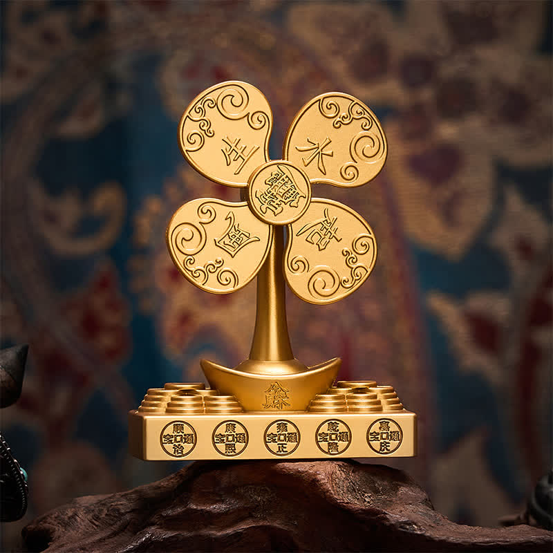 Buddha Stones Reliefgeschnitzte Yuanbao-Windradmünzen aus Messing – Symbole für Wohlstand, Reichtum und Glück - Fünf-Kaiser-Münze - image 0