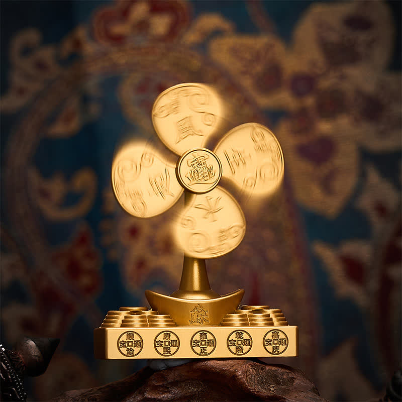 Buddha Stones Reliefgeschnitzte Yuanbao-Windradmünzen aus Messing – Symbole für Wohlstand, Reichtum und Glück - image 1