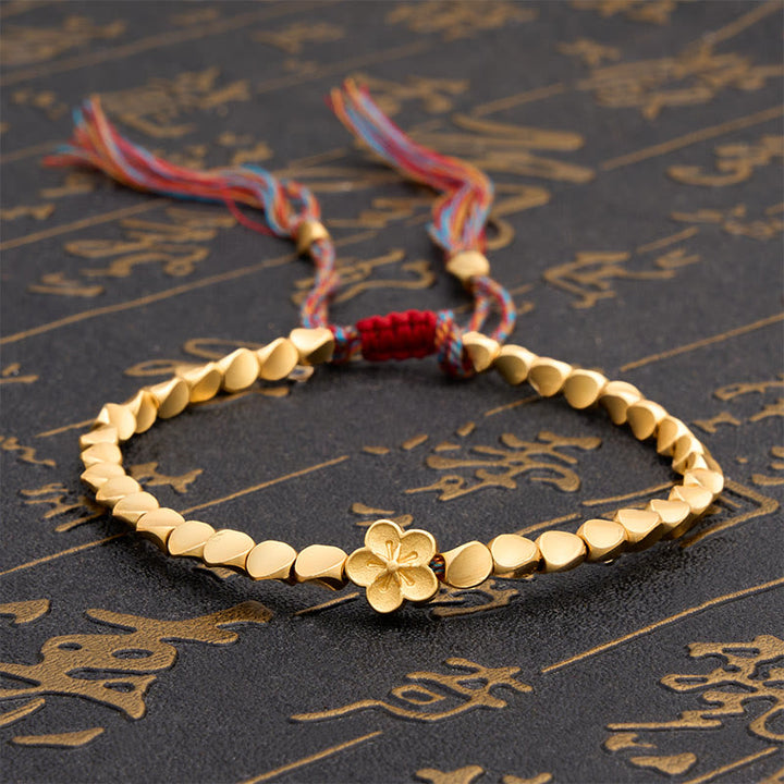 Buddha Stones Buntes Armband aus tibetischen Kupferperlen mit Pfirsichblütenmotiv - 7,9 Zoll (20 cm) - image 0
