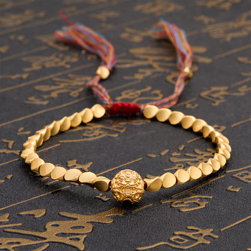 Buddha Stones Tibetisches Kupferperlen-Pi-Xiu-Armband mit bunter Schnur - 7,9 Zoll (20 cm) - image 0