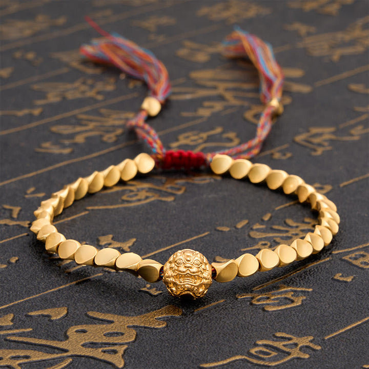 Buddha Stones Tibetisches Kupferperlen-Pi-Xiu-Armband mit bunter Schnur - 7,9 Zoll (20 cm) - image 0