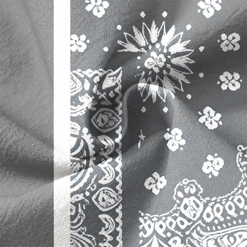 Buddha Stones Baumwollhemd im Boho-Stil mit Paisley-Streifenmuster, V-Ausschnitt und Knöpfen, langärmlig - image 13