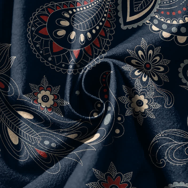 Buddha Stones Herren-Haremshose aus reiner Baumwolle mit ethnischem Blumen-Paisley-Muster, Kordelzug und Taschen - image 5