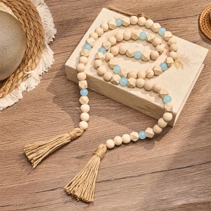 Buddha Stones Facettierte Holzperlen, Doppelquaste, Hängende Dekoration für ein achtsames Leben - image 4