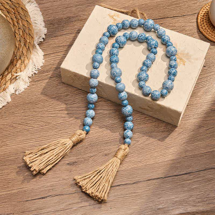 Buddha Stones Rustikale Hängedekoration mit doppelter Quaste aus Holzperlen für ein achtsames Leben - image 17