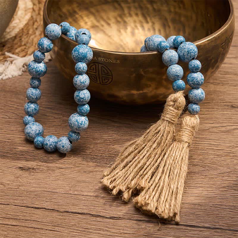 Buddha Stones Rustikale Hängedekoration mit doppelter Quaste aus Holzperlen für ein achtsames Leben - image 21