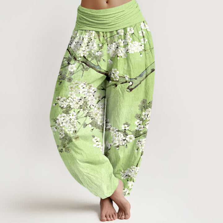 Buddha Stones Haremshose aus Baumwolle mit Kirschblütenmuster und elastischem Bund für Damen - Hellgrün - US16, UK/AU20, EU48 (3XL) - image 5