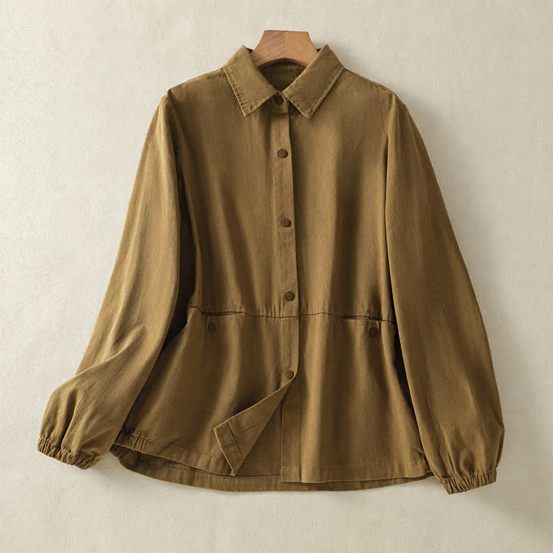 Buddha Stones Lässige, einfarbige Damenjacke mit Knopfleiste und Taschen für den Herbst - Peru - US12, UK/AU16, EU44 (2XL) - image 0