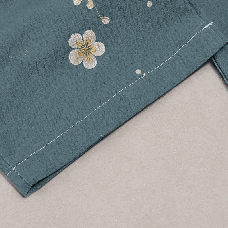 Buddha Stones Damenhose aus reiner Baumwolle mit Vintage-Kranich- und Wolkenmuster, elastischem Bund und Taschen - image 1