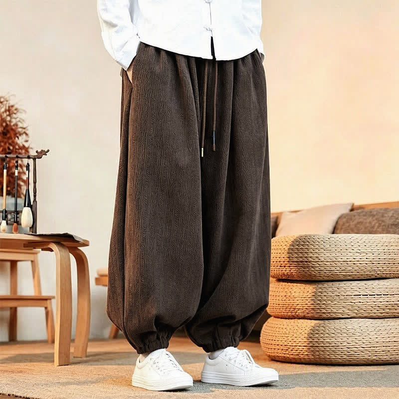 Buddha Stones Lässige, minimalistische Cord-Haremshose für Herren mit Taschen, ideal für Herbst und Winter - image 1