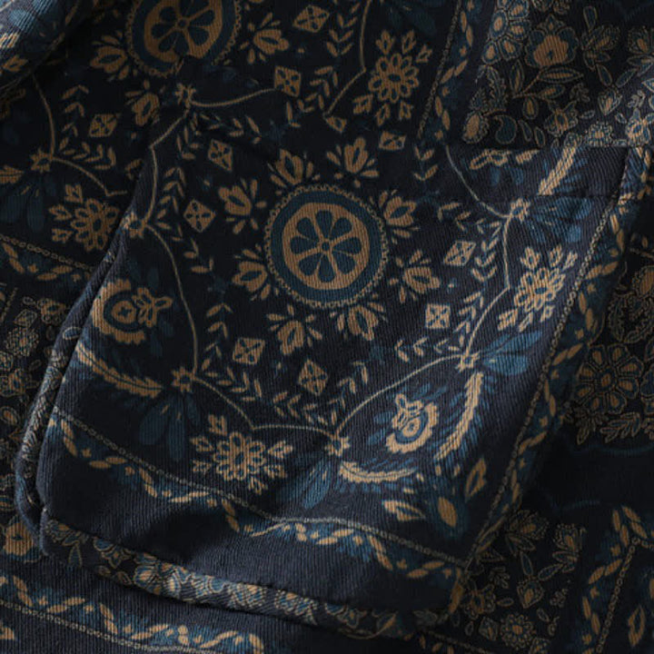 Buddha Stones Herbstliche Vintage-Boho-Damenbluse mit Knopfleiste, abstraktem Muster, langen Ärmeln und Taschen - image 9