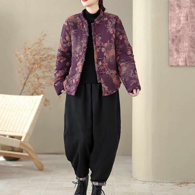 Buddha Stones Elegante Winterjacken im Tang-Stil mit Pankou-Blumenmuster für Damen - image 8