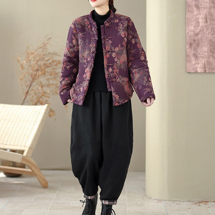Buddha Stones Elegante Winterjacken im Tang-Stil mit Pankou-Blumenmuster für Damen - image 8