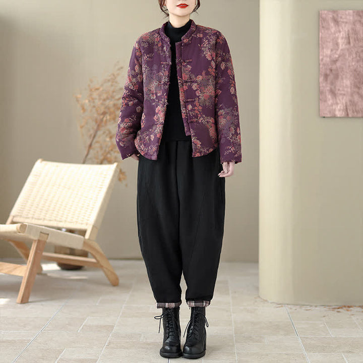 Buddha Stones Elegante Winterjacken im Tang-Stil mit Pankou-Blumenmuster für Damen - image 9