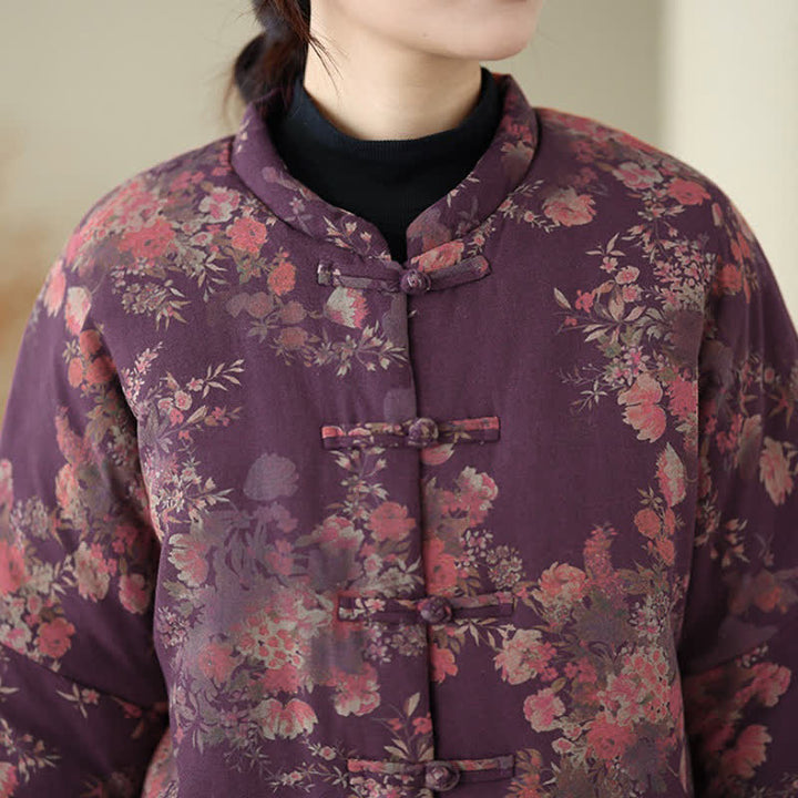 Buddha Stones Elegante Winterjacken im Tang-Stil mit Pankou-Blumenmuster für Damen - image 10