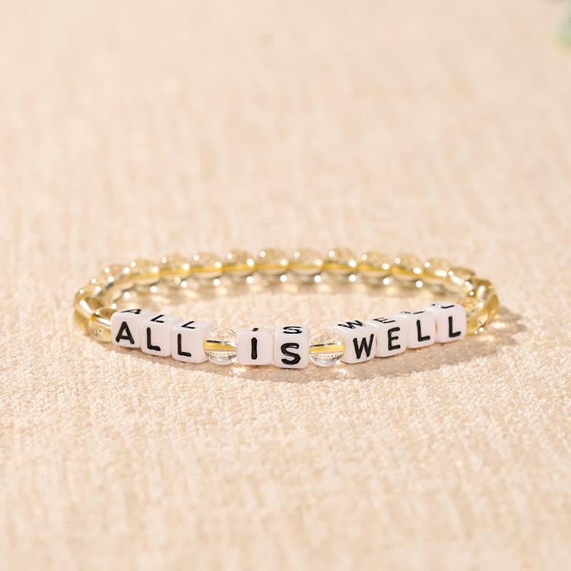 Buddha Stones Citrin-Bergquarz-Armband mit Buchstabenanhänger „ALL IS WELL“ - image 1