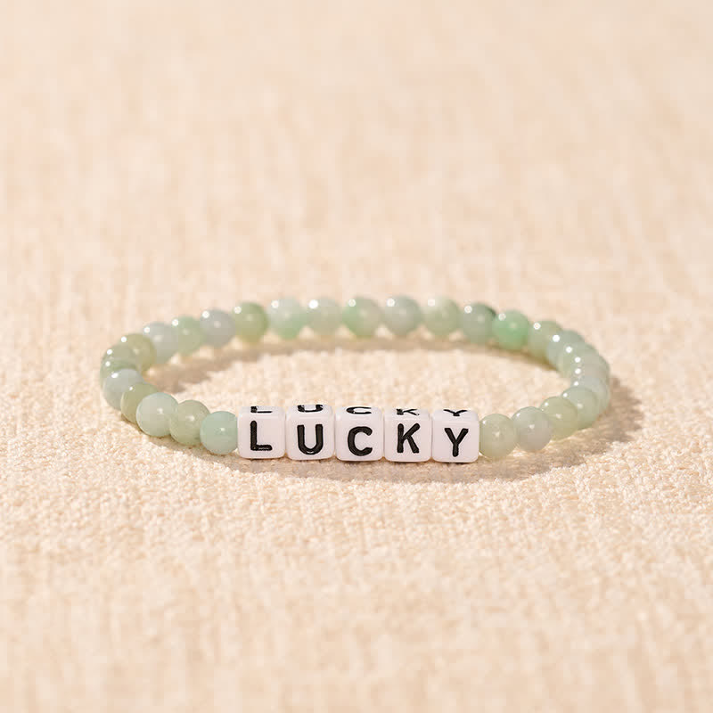Buddha Stones Jade-Armband mit Glücksbuchstaben und Perlen - image 1