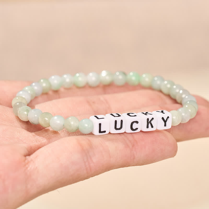 Buddha Stones Jade-Armband mit Glücksbuchstaben und Perlen - image 2