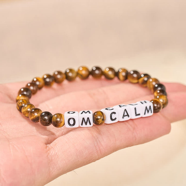 Buddha Stones Tigerauge OM CALM Buchstabenperlen Mut-Armband - image 2
