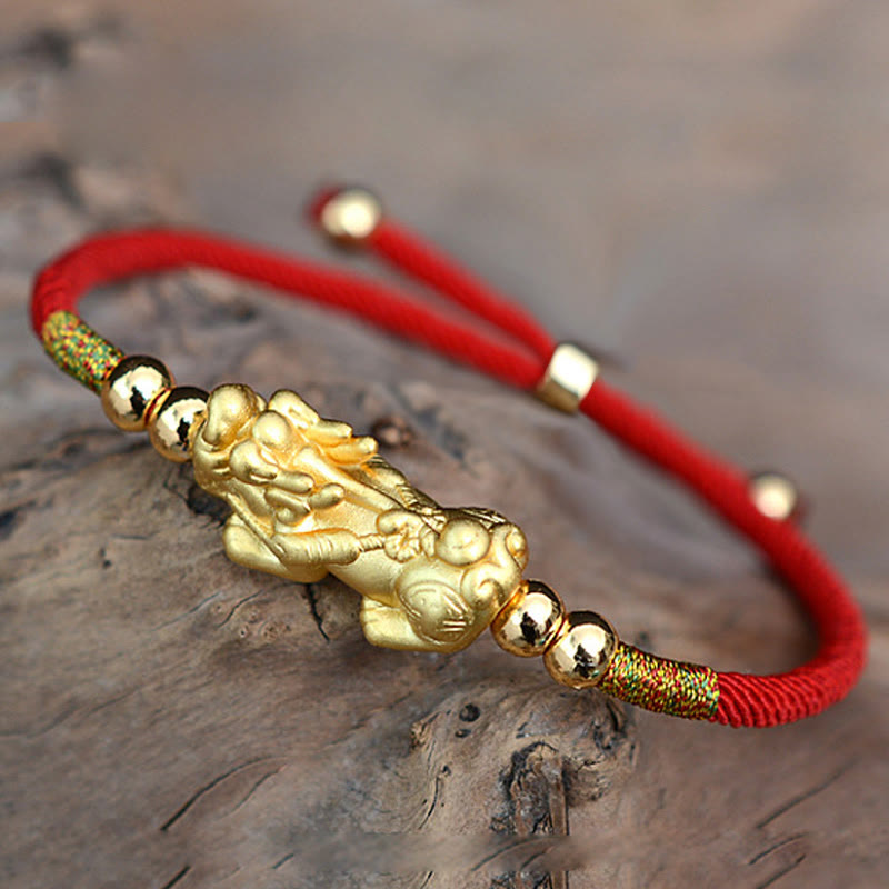 Buddha Stones 24K vergoldetes PiXiu Luck Red String Armband - image 1