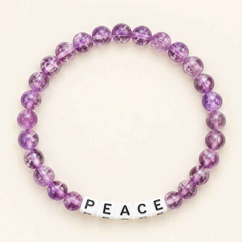 Buddha Stones Amethyst-Meditationsarmband mit PEACE-Buchstabenperlen - Amethyst (Meditation ♥ Balance) - image 0