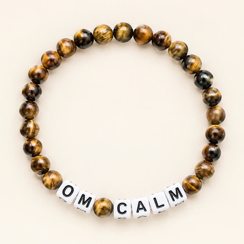 Buddha Stones Tigerauge OM CALM Buchstabenperlen Mut-Armband - Tigerauge (Schutz ♥ Mut) - image 0