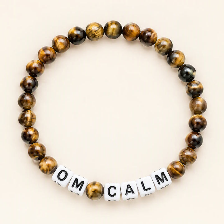 Buddha Stones Tigerauge OM CALM Buchstabenperlen Mut-Armband - Tigerauge (Schutz ♥ Mut) - image 0