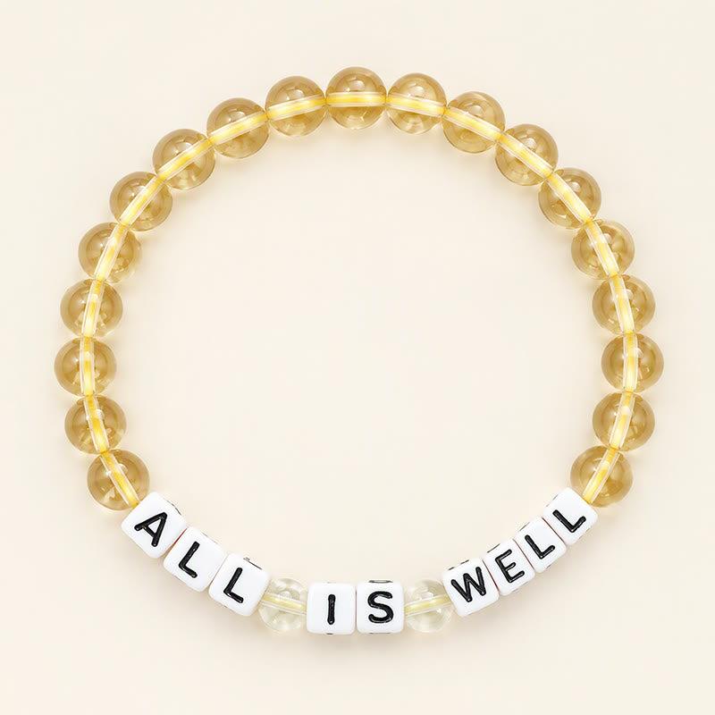 Buddha Stones Citrin-Bergquarz-Armband mit Buchstabenanhänger „ALL IS WELL“ - Citrin (Glück ♥ Wohlstand) - image 0