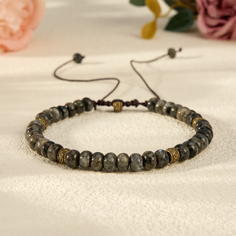 Buddha Stones Vintage-Armband mit schwarzem Mondstein und Abakus-Perlen – Intuitionsarmband - Schwarzer Mondstein (Handgelenkumfang: 16-17 cm) - image 0