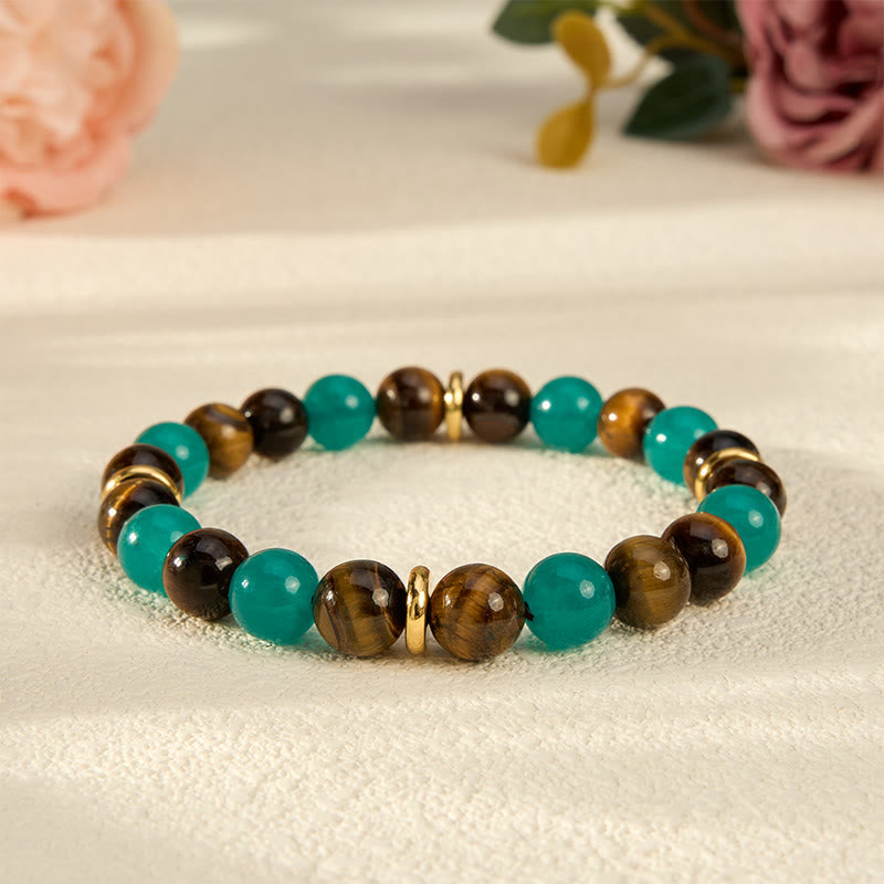 Buddha Stones Tigerauge-Amazonit-Perlenarmband - Tigerauge (Mut ♥ Stärke) - image 0