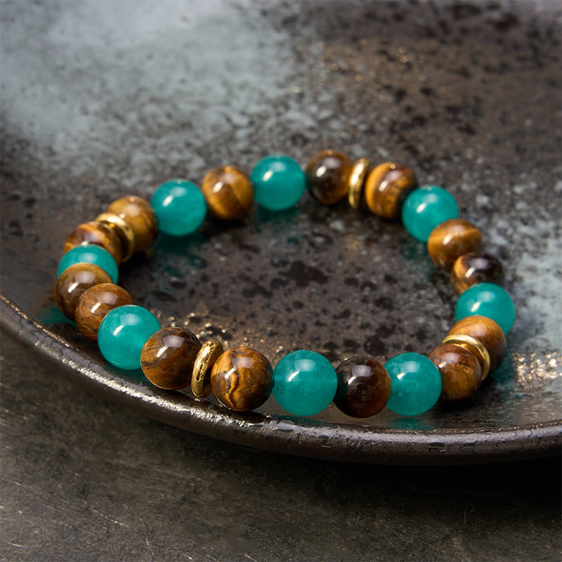 Buddha Stones Tigerauge-Amazonit-Perlenarmband - image 2